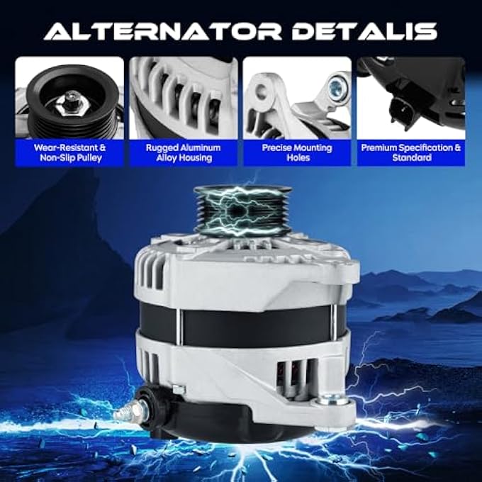 SEHNSUCHT New Alternator Replacement for Jeep Liberty 3.7L 2010 2011 2012, for Dodge Nitro 3.7L 2011, 140amp 12V, High Output Alternator Replace for 5149275AA 290-5137E - Image 2