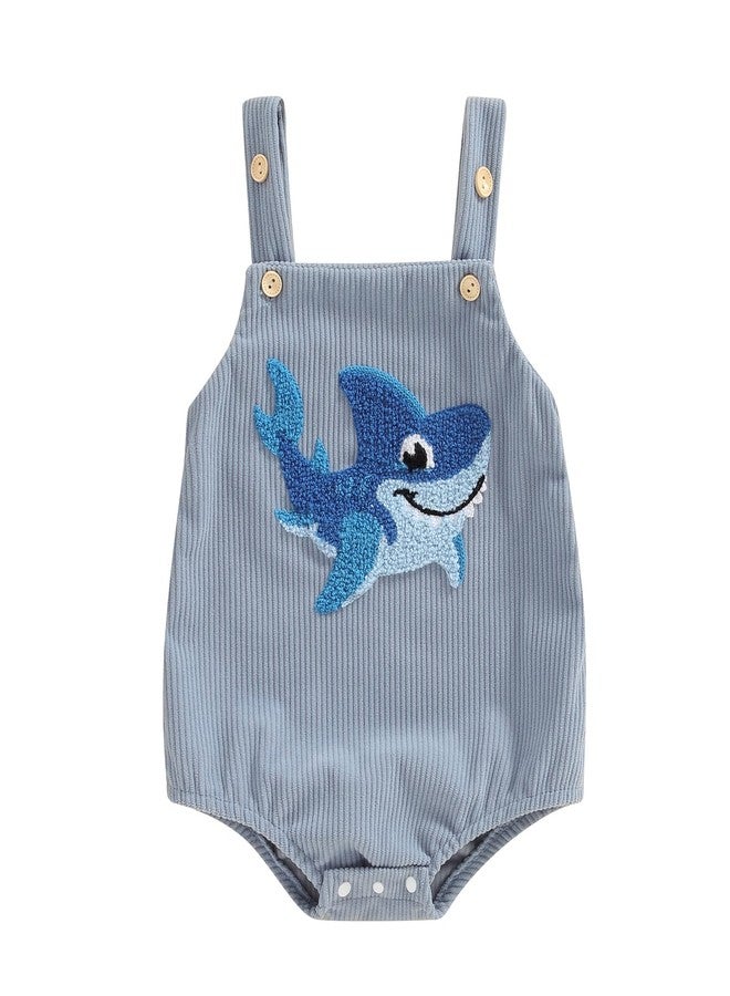 GOOCHEER Infant Summer Outfit Newborn Baby Boy Sleeveless Shark Embroidery Bodysuit Romper Overall One Piece Clothes - Image 1