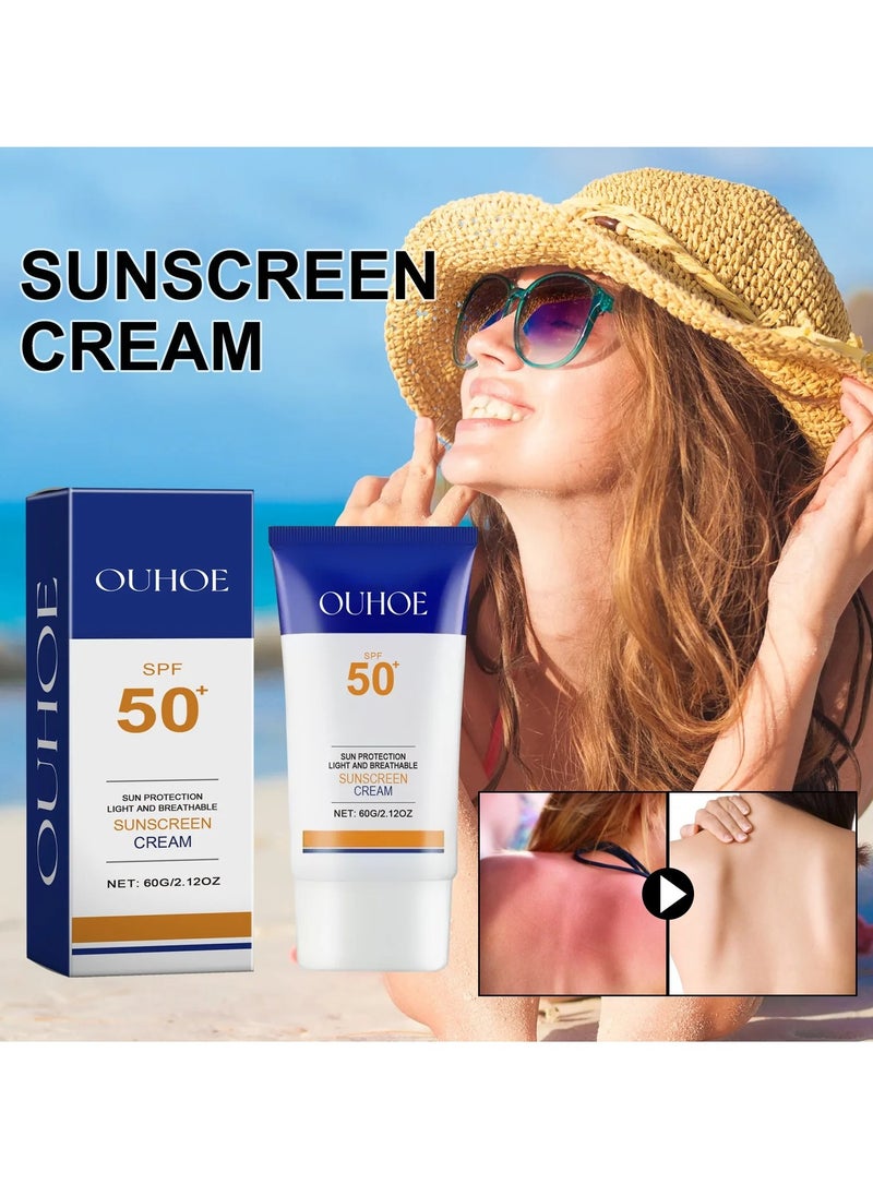 OUHOE - Ehd Sunscreen, Face Sunscreen Moisturizer, Fast Absorption And No Sticky Even Skin Tone UV Sunscreen, Refreshing Protective Physical Chemical Sunblock - Image 1