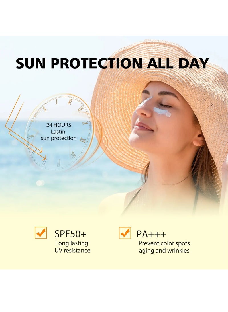 OUHOE - Ehd Sunscreen, Face Sunscreen Moisturizer, Fast Absorption And No Sticky Even Skin Tone UV Sunscreen, Refreshing Protective Physical Chemical Sunblock - Image 1