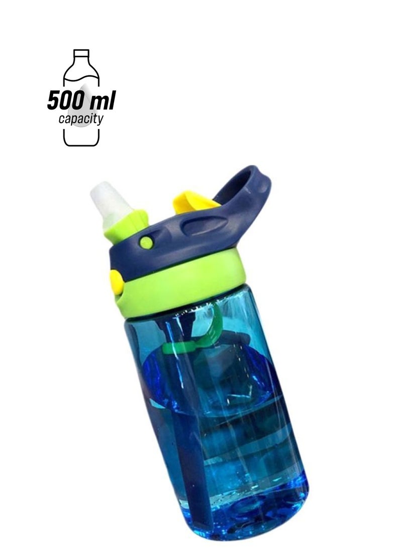 NIBEMINENT Feeding Straw Drinking Water Bottle Blue/Green/Yellow 500ml 