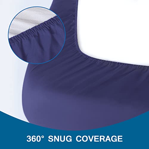 Coldwind Cot Sheets 31" x 75", Daycare Cot Size Mattress Sheet Fitted with Narrow Twin/Camp Bunk/Rvs Bunk/Guest Beds/Trifold Mattress, Super Soft and Breathable Microfiber Cover for Toddler, Navy - Image 4