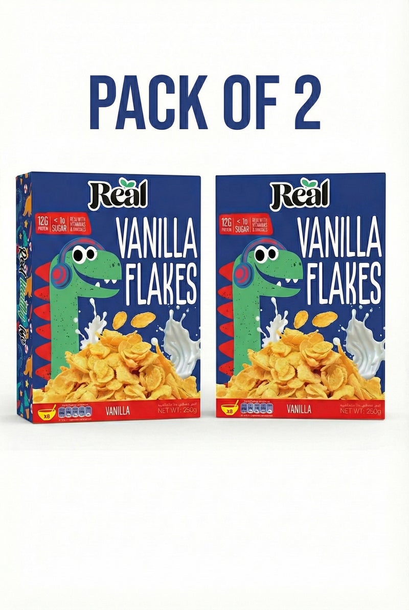 Real رقائق فانيليا حقيقية - عالية البروتين، منخفضة السكر، خالية من المواد الحافظة، عبوة 250 جرام (عبوة من 2)  - Image 1