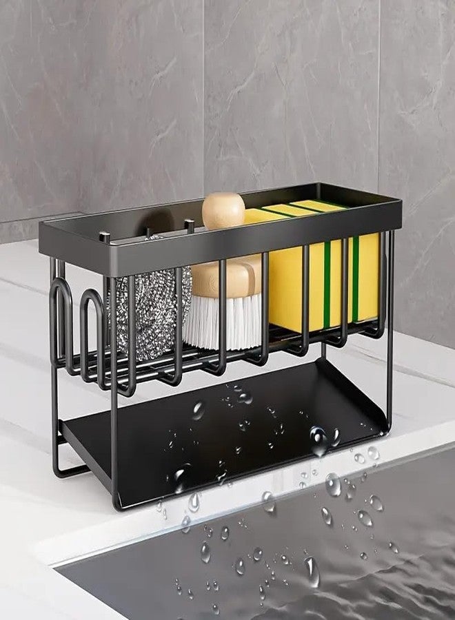 BLINK BASKET Sink Caddy Sponge Holder with Hook for Rag and Self Drain Tray, Rustproof Kitchen Organizer, Soap Dispenser Storage Accessories - Image 4