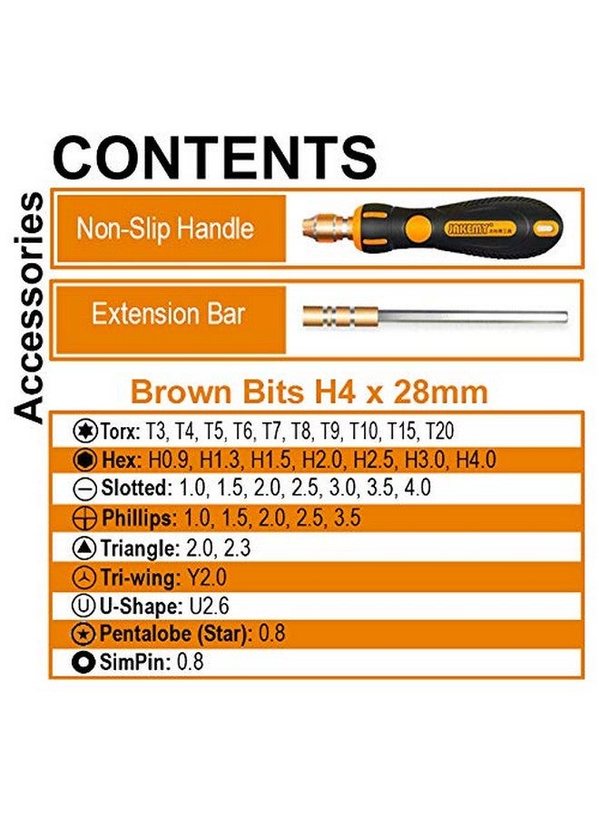 JAKEMY 38-In-1 Magnetic Screwdriver Set with Bits of Torx, Hex, Phillips, Flat (Slotted), Triangle, Pentalobe (Star), Tri-Wing, U-Shape and SimPin - 1 Extension Bar and 1 Tweezer - 8106N - Image 3