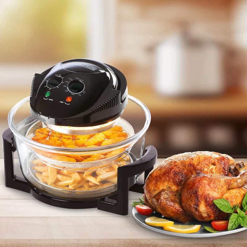 Jolfay Jolfay 1400W Halogen Convection Oven with Extension Ring 13L Healthy Kitchen Low Fat Portable Convection oven with handle 1400W Timer 60 240V White Combination oven grill and thermostat 0250C  - Image 4