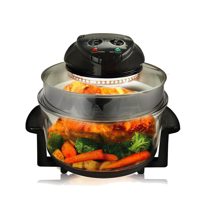 Jolfay Jolfay 1400W Halogen Convection Oven with Extension Ring 13L Healthy Kitchen Low Fat Portable Convection oven with handle 1400W Timer 60 240V White Combination oven grill and thermostat 0250C  - Image 1