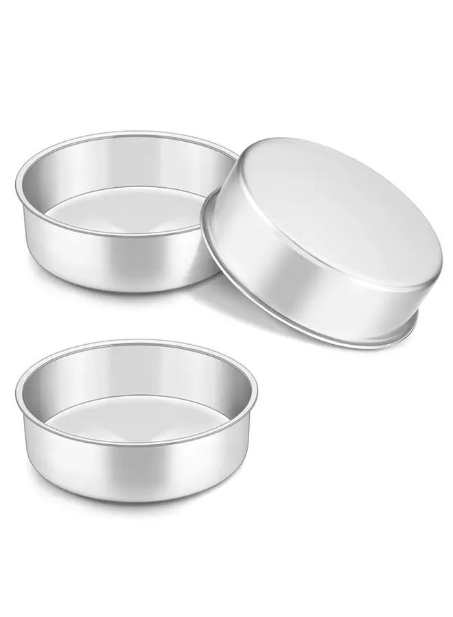 3pcs Stainless Steel Round Cake Pans 8 Inch Nonstick Oven Safe Bakeware - Image 1