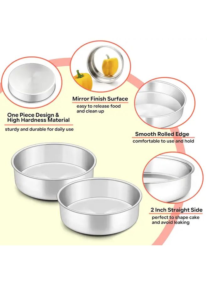 3pcs Stainless Steel Round Cake Pans 8 Inch Nonstick Oven Safe Bakeware - Image 3