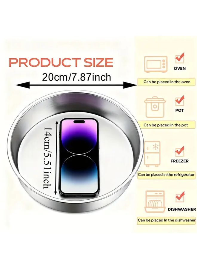 3pcs Stainless Steel Round Cake Pans 8 Inch Nonstick Oven Safe Bakeware - Image 2