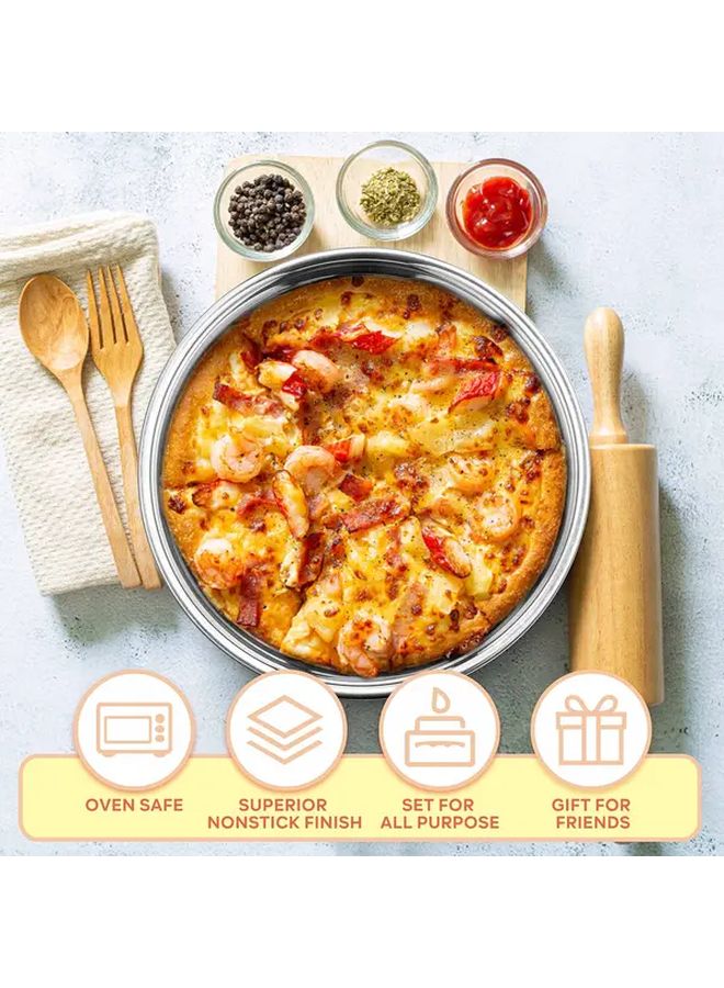 3pcs Stainless Steel Round Cake Pans 8 Inch Nonstick Oven Safe Bakeware - Image 5