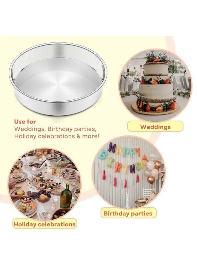 3pcs Stainless Steel Round Cake Pans 8 Inch Nonstick Oven Safe Bakeware - Image 4