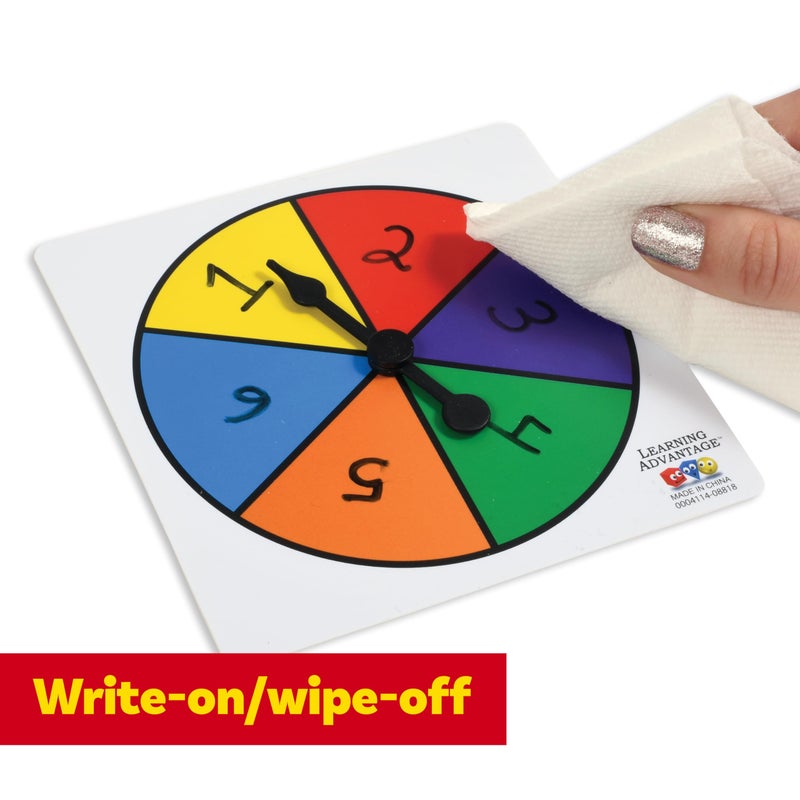 LEARNING ADVANTAGE Six-Color Spinners - Set of 5 - Game Spinner â€“ Write On/Wipe Off Surface for Multiple Uses - Image 5