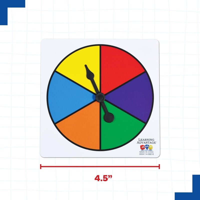 LEARNING ADVANTAGE Six-Color Spinners - Set of 5 - Game Spinner â€“ Write On/Wipe Off Surface for Multiple Uses - Image 3
