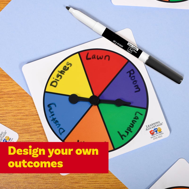 LEARNING ADVANTAGE Six-Color Spinners - Set of 5 - Game Spinner â€“ Write On/Wipe Off Surface for Multiple Uses - Image 4