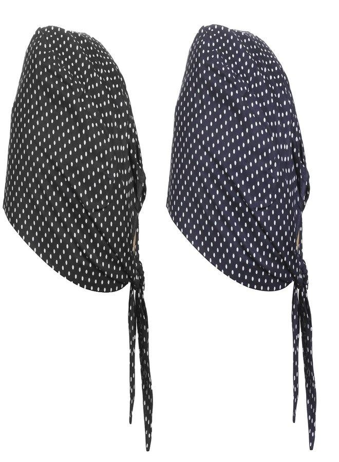 BISMAADH 100% Cotton Polka Dot Printed Durag Skull Cap Bandana Sweatband Handband Pack of 2 - Image 1