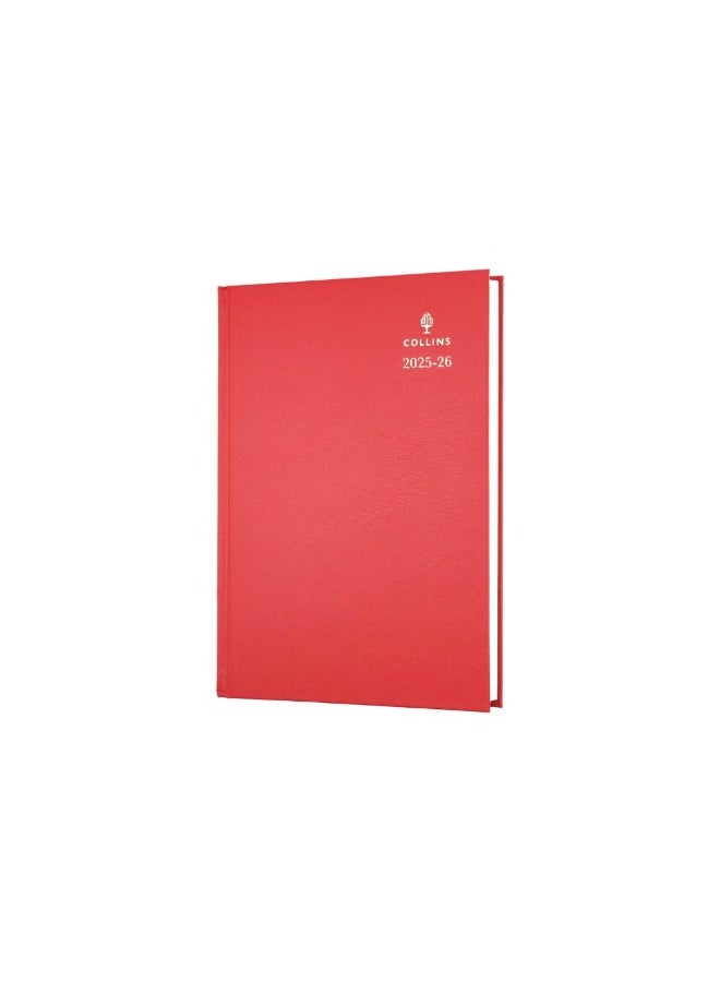 Collins Collins 'Desk' 13 Month Mid/Academic Year Planner, July 2025-July- 2026 Day-to-Page Appointments Diary, A4 Hard Cover, Red  - Image 1