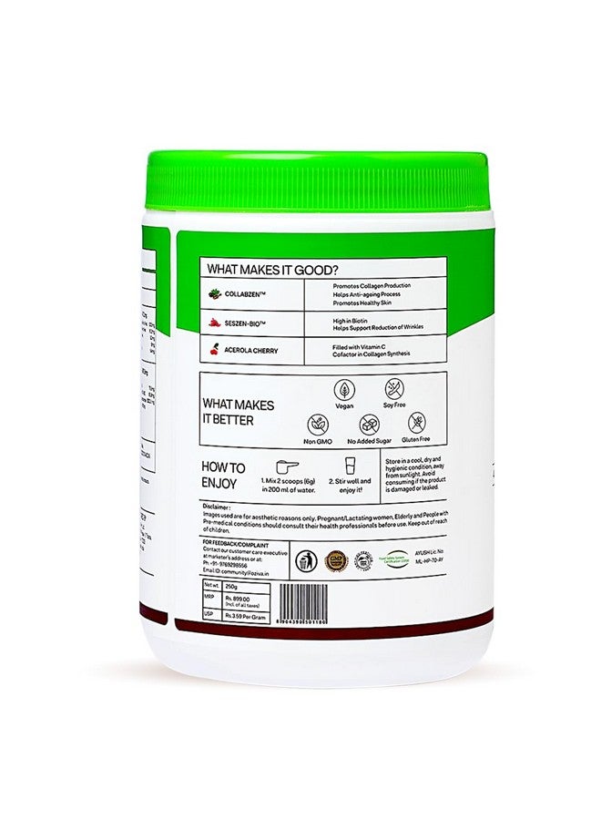 OZiva Plant Based Collagen Builder Powder (Watermelon) 250 g and OZiva Plant Based Glutathione Builder 60 Vegetarian Capsules - Image 3