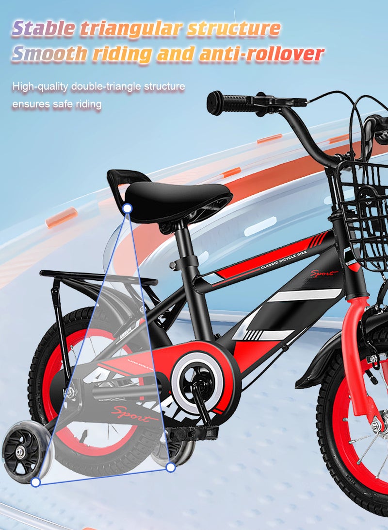 MaBaby 20 Inch Kids Bike Bicycle Bike For Kids With Flashing Training Wheels And Basket Children's Bicycle With Rear Seat And Balance Bike Adjustable Seat Bike For Kids For Girls And Boys - Image 2