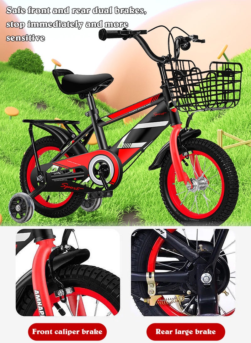 MaBaby 20 Inch Kids Bike Bicycle Bike For Kids With Flashing Training Wheels And Basket Children's Bicycle With Rear Seat And Balance Bike Adjustable Seat Bike For Kids For Girls And Boys - Image 4