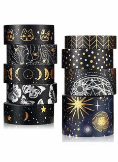Excefore Foil Washi Tape, 9 Pcs Silver Gold Pattern Foil Masking Tape Silver Foil Masking Tape Decorative for Arts  - Image 1