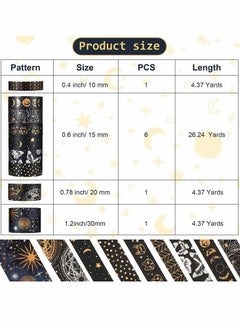 Excefore Foil Washi Tape, 9 Pcs Silver Gold Pattern Foil Masking Tape Silver Foil Masking Tape Decorative for Arts  - Image 4