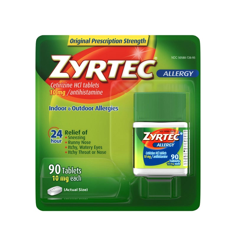 ZYRTEC أقراص زيرتيك لتخفيف الحساسية لمدة 24 ساعة - 10 ملغ، 90 حبة - Image 1