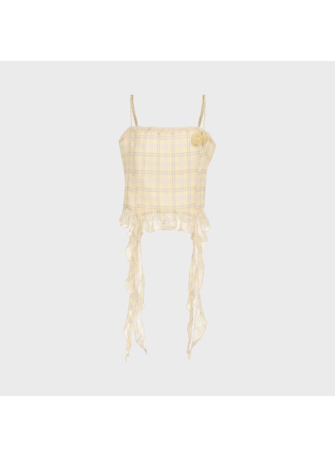 Zara Irregular French-Style Checkered Side-Zip Bustier Top - Image 2