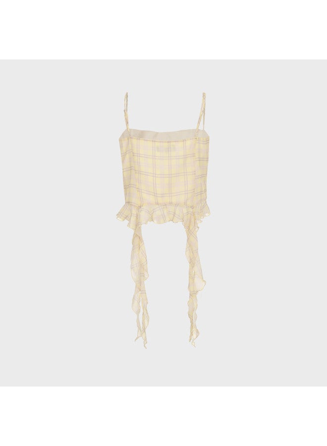 Zara Irregular French-Style Checkered Side-Zip Bustier Top - Image 3
