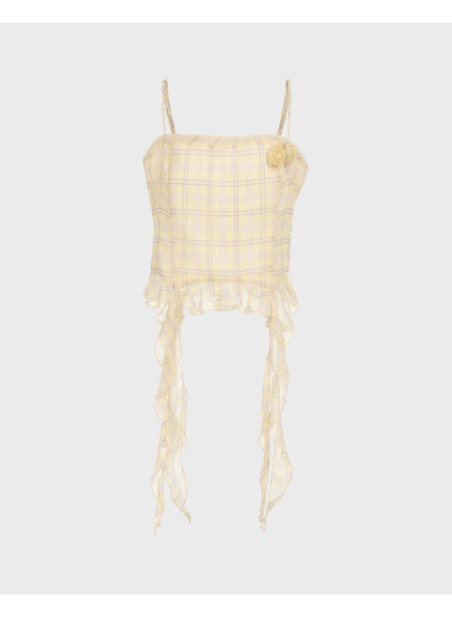 Zara Irregular French-Style Checkered Side-Zip Bustier Top - Image 1