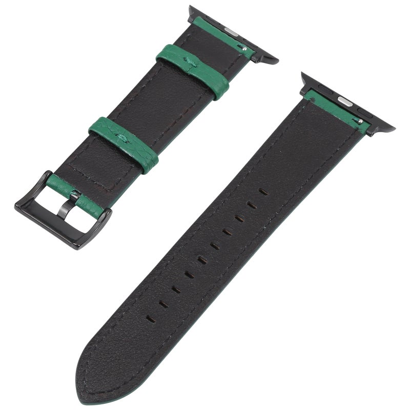 Litchi Texture Leather Watch Band For Apple Watch Ultra 49mm&Watch Ultra 2 49mm / Series 9&8&7 45mm / SE 3&SE 2&6&SE&5&4 44mm / 3&2&1 42mm(Dark Brown)