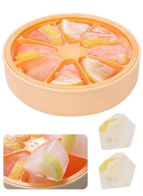 Non-toxic Silicone Ice Cube Molds - 8 Compartment Ice Cube Trays with Lids Easy Release - Ice Cube Trays for DIY Various Cold Drinks - Stackable Ice Trays