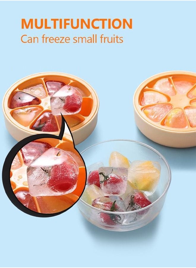 SUCITY - Non-toxic Silicone Ice Cube Molds - 8 Compartment Ice Cube Trays with Lids Easy Release - Ice Cube Trays for DIY Various Cold Drinks - Stackable Ice Trays - Image 1