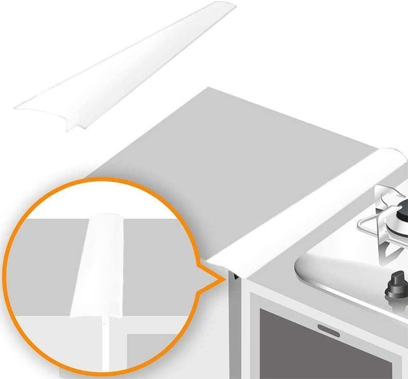 Linda's Essentials Lindaâ€™s Essentials Silicone Stove Gap Covers (2 Pack), Heat Resistant Oven Gap Filler Seals Spaces Between Stovetop and Counter, Easy to Clean Stove Side Guard (25 Inches, White) - Image 1
