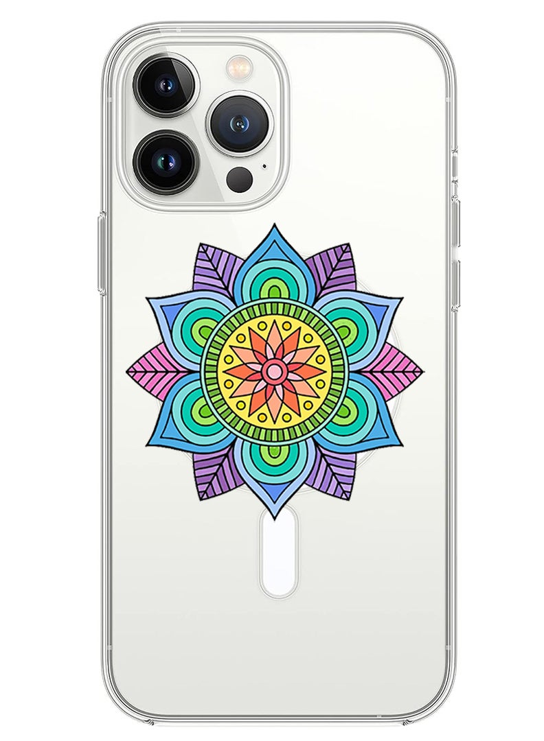 Theodor Magnetic Case for iPhone 14 Pro Max 6.7-inch Compatible with MagSafe Wireless Charging, Shockproof Phone Bumper Cover Mandala - Image 1
