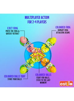 Estilo Estilo 32 Beans Hungry Feed Me Frog Game |Eat The Beans|Hungry Frog Game for Kids|4 Player Family Party Board Game|Press The Frog|Collect More Beans|Best Birthday Gift for Kids 4+|-Multicolor  - Image 2