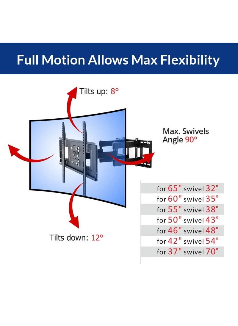 Curved Flat TV Wall Mount TV Bracket for 32-65 inch up to 132lbs VESA 600x400mm with Swivel Articulating Dual Arms, Full Motion TV Wall Mount - Image 2