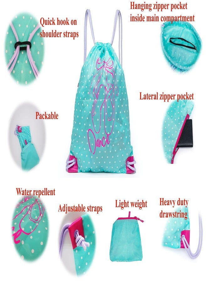 NOVELPAK Drawstring Dance Bag, Packable Cinch Bag,Dance Ballet Class Bag (Ice Green- Red) - Image 5