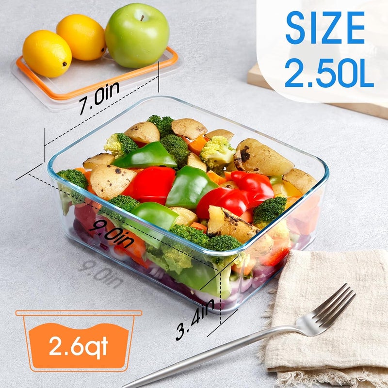 NUTRIUPS 2.6QT Deep Glass Baking Dish with Lid,（9×7in ）Deep Rectangular Glass Baking Dish for Oven - Image 2