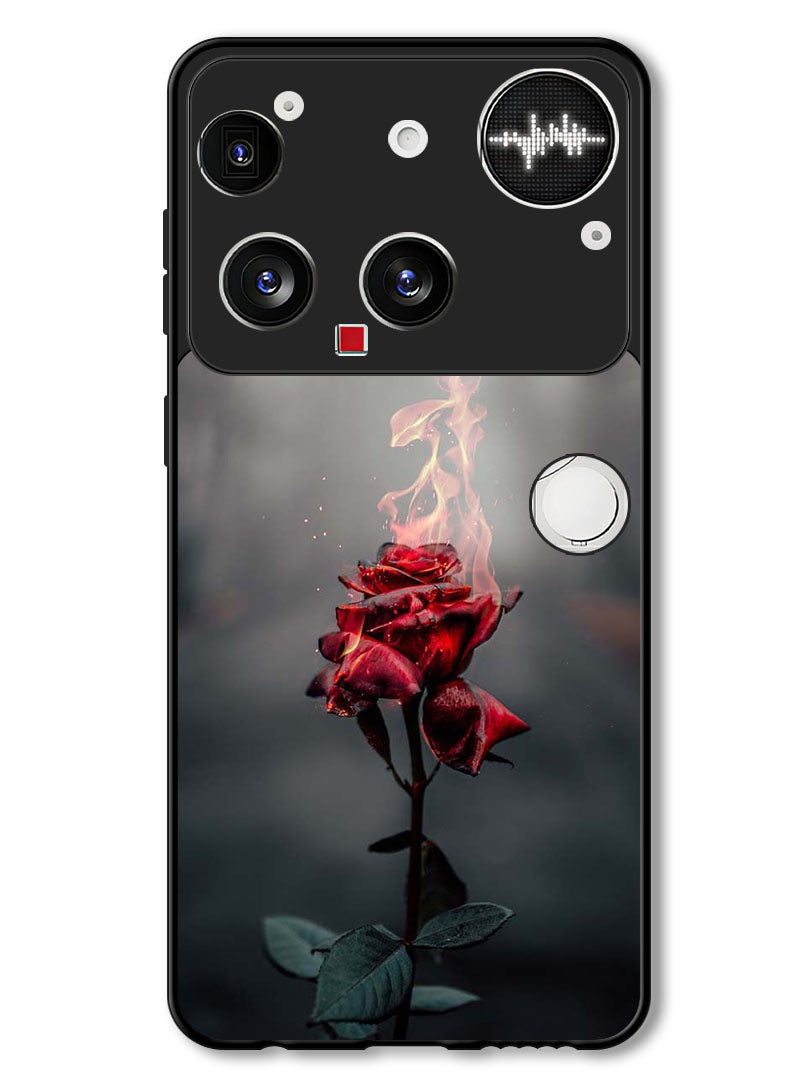 Theodor Case Compatible with Nothing Phone (3) 6.67 Inch Protection Shockproof Bumper Cover Burning Red Rose - Image 1