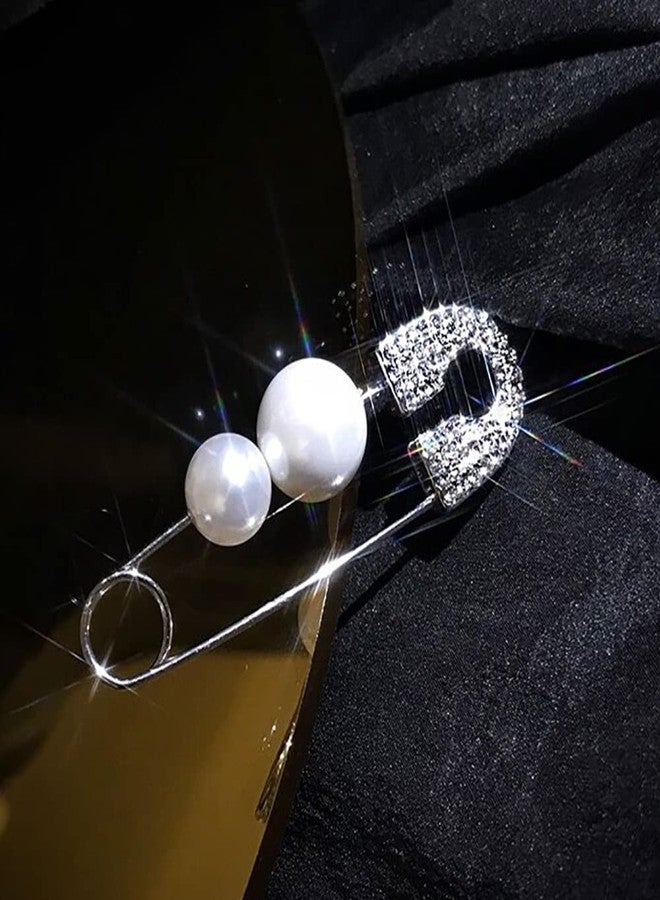 Izpack Punk Safety Pin Huggie Hoop Earrings for Women Cubic Zirconia Crystal Faux Pearls Paperclip Dangle Drop Earring Cartilage Hoops Exaggerated Jewelry Gifts - Image 4