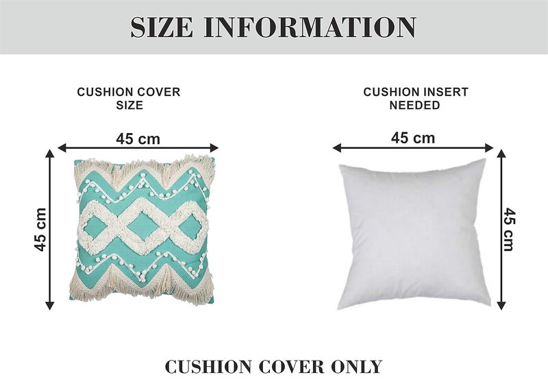 IMPEXART PVT LTD 18 X 18 Inches Cotton Boho Shaggy Square Super Soft Geometric Cushion Cover for Decor Couch Sofa Bedroom Living Room Farmhouse Indoor Outdoor - Image 4