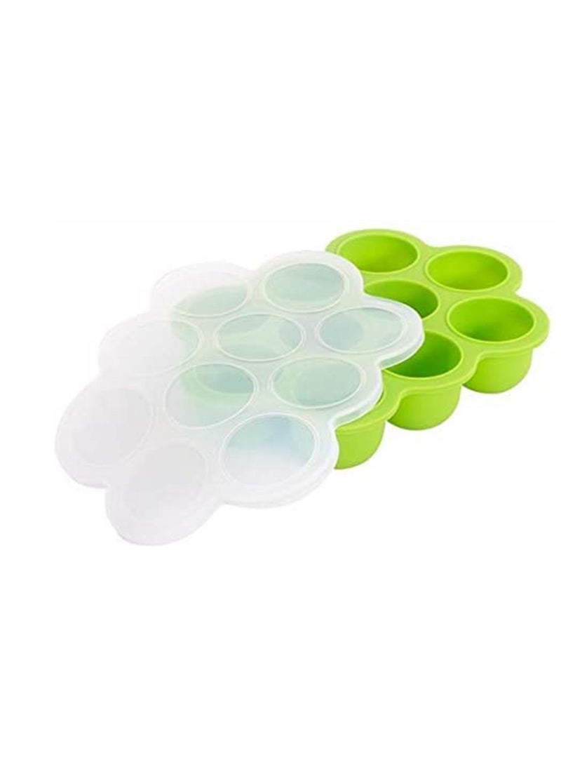 BLOOMING TIME - Silicone Baby Food Freezer Tray with Clip-on Lid - Perfect Storage Container for Homemade, Vegetable Fruit Purees and Breast Milk, Green - Image 1