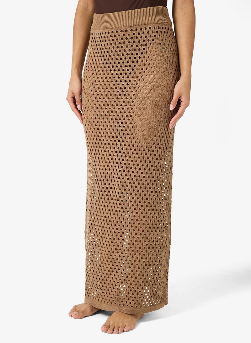 Ginger Crochet Button Down Shirt & Maxi Skirt Set - Image 1