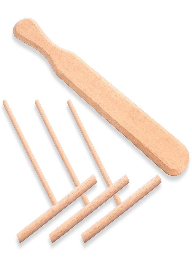 Gtziqa 4 PCS Crepe Spreader Tool, 4.7 Inch T-Shaped Batter Spreaders, Natural Beech Wooden Crepes Spreader and Crepe Spatula Kit, Pancake Tool Crepes Turner Sticks Pancake Spatula Fit Any Crepepan Maker - Image 1