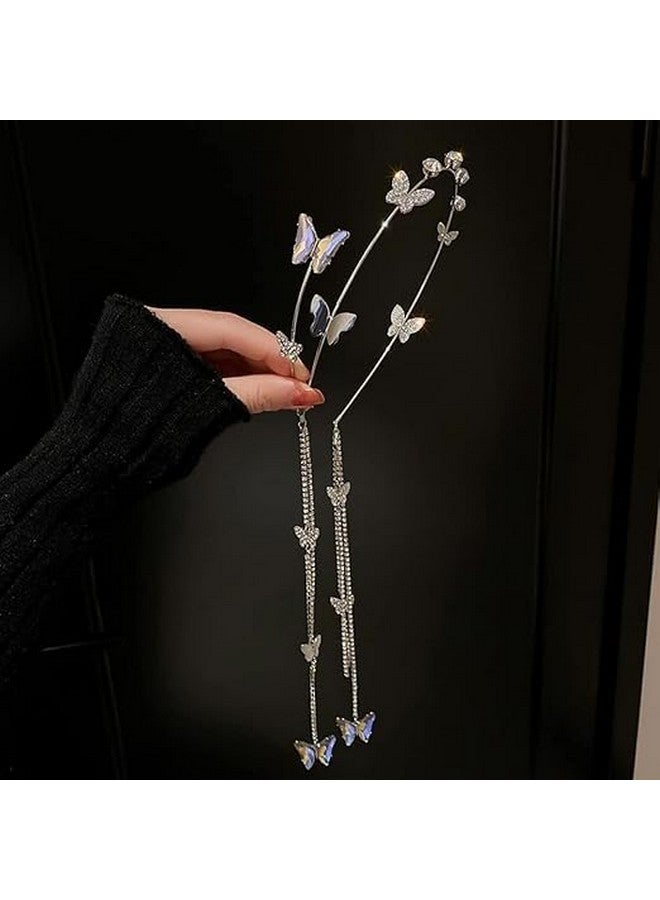 El Regalo Beautiful Rhinestone Butterfly Crystal Tassel Hairband - Sparkling Wedding Butterfly Tiara Headband For Women And Girls, Elegant Bling Bridal Hair Accessory For Special Occasions - Image 2