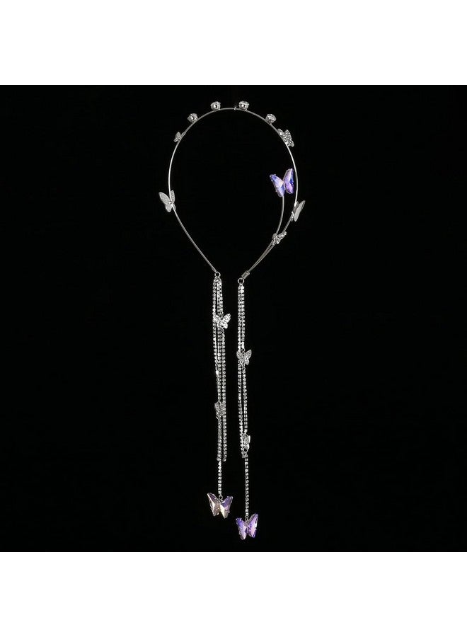 El Regalo Beautiful Rhinestone Butterfly Crystal Tassel Hairband - Sparkling Wedding Butterfly Tiara Headband For Women And Girls, Elegant Bling Bridal Hair Accessory For Special Occasions - Image 3