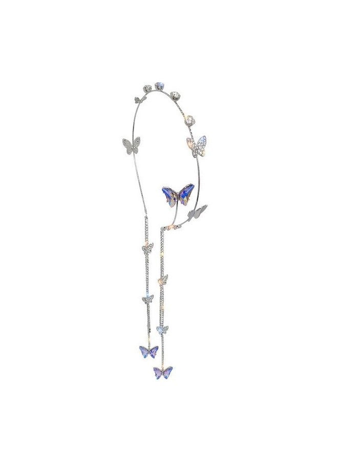 El Regalo Beautiful Rhinestone Butterfly Crystal Tassel Hairband - Sparkling Wedding Butterfly Tiara Headband For Women And Girls, Elegant Bling Bridal Hair Accessory For Special Occasions - Image 1