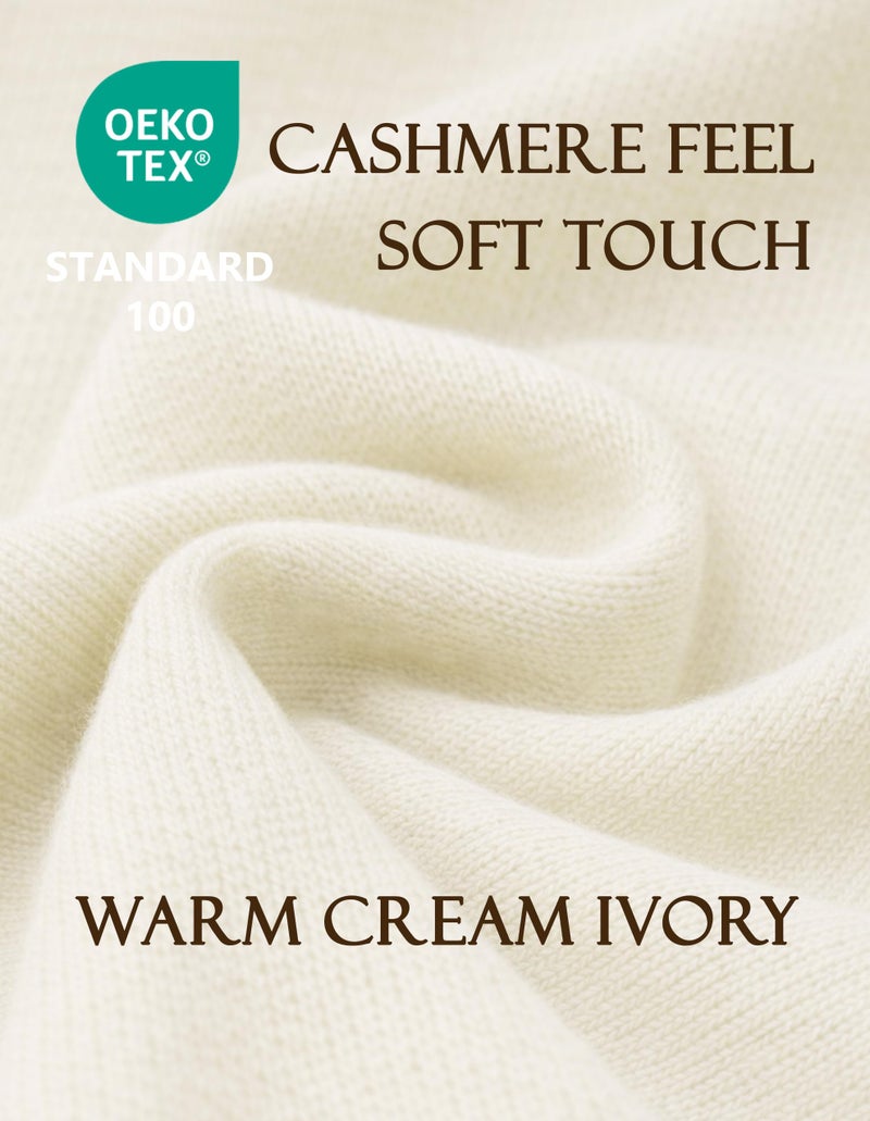 PULI Women's Elegant Shawl Wraps Soft Open Front Poncho Sweater for Spring Fall Winter ivory white - Image 4