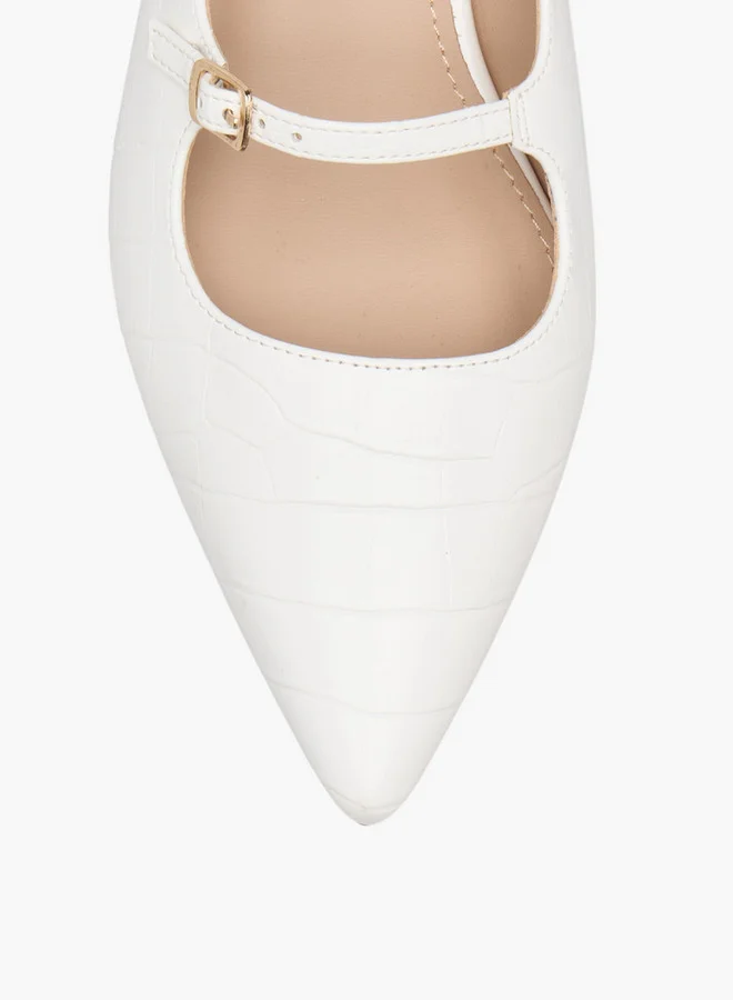 Flora Bella By Shoexpress Textured Slip-On Shoes with Kitten Heels